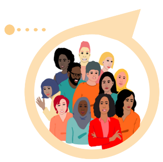 Visual from the GEM tool showing women with diverse background